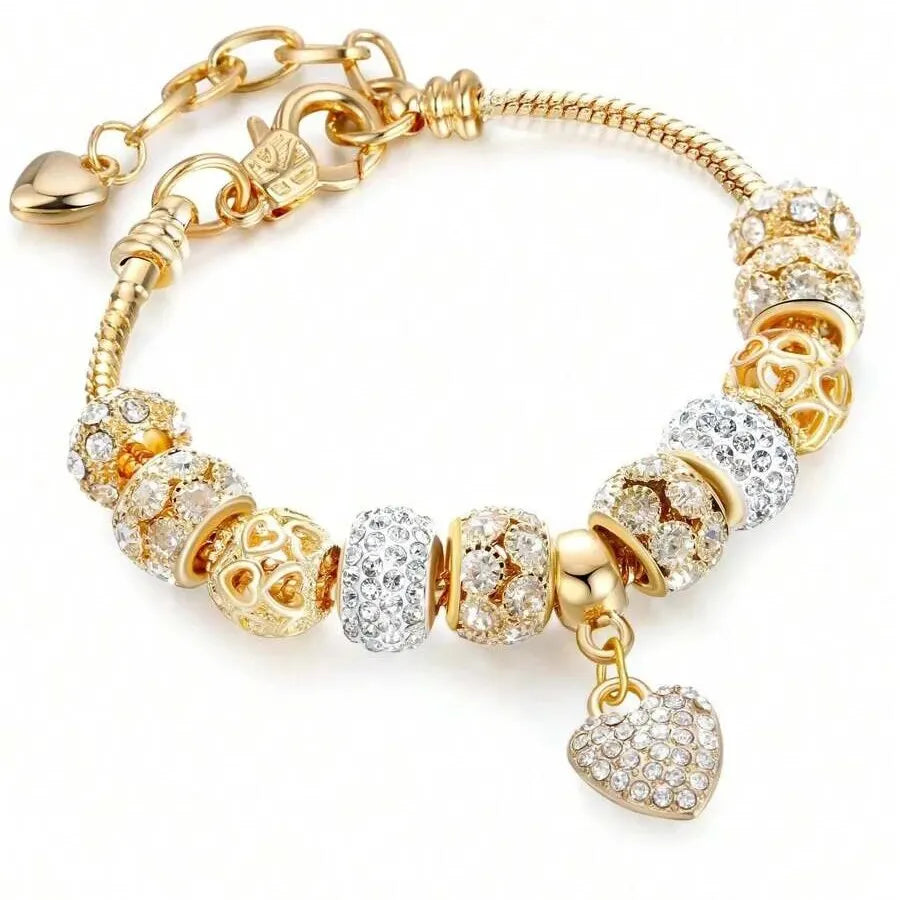 Obega Love Heart Flower Charm Bracelet